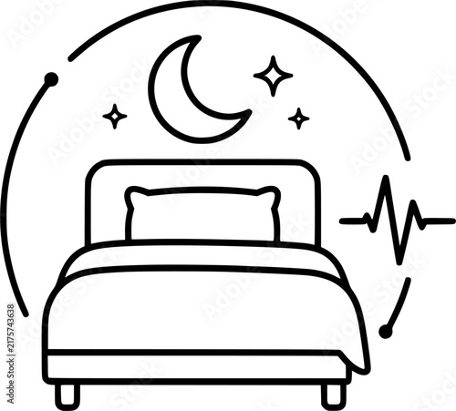 Sleep Monitoring Bedroom Health Rest Outline Icon