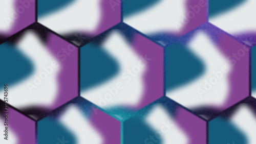 Abstract Hexagonal Pattern with Purple Teal and White Gradient Waves Vector Background