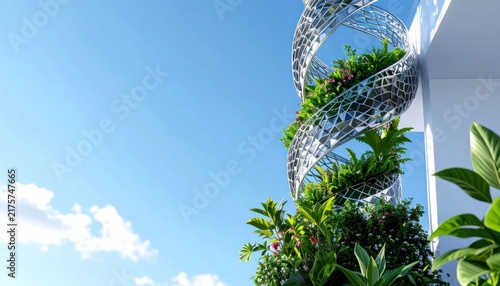 Sustainable green architecture with lush foliage.