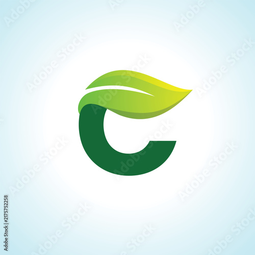 Eco Leaf Letter C Green Logo Template
