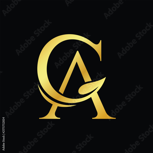 Luxury Gold CA Monogram Logo Design