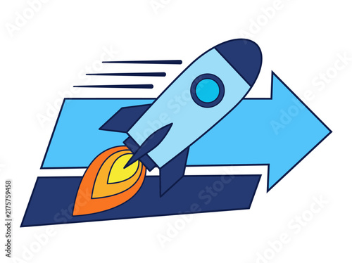 Rocket Launch and Business Growth Arrow Illustration
