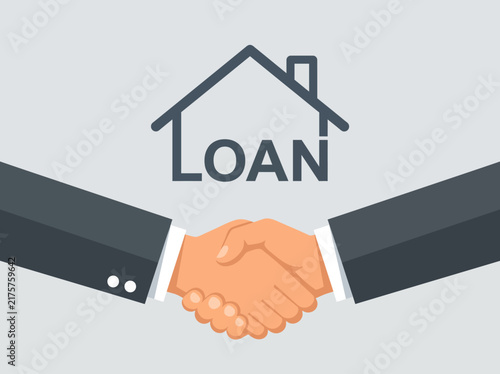 Business handshake for home mortgage loan agreement