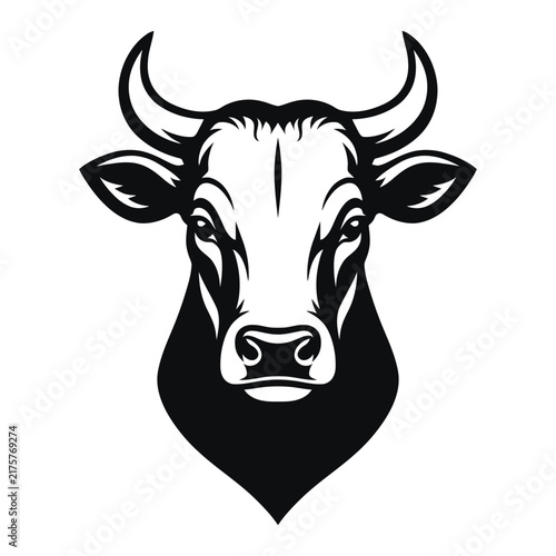 Vector of cow head design on white background	