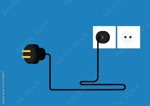 Photography Electric plug and outlet socket unplugged