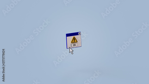 Tapety artystyczne Computer Warning Window with Cursor 3D Render Illustration