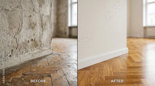 Home Renovation Before and After: Old Wall & Floor vs. Freshly Painted Room
