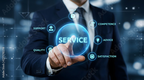 Plakat Professional selecting service quality attributes on digital interface
