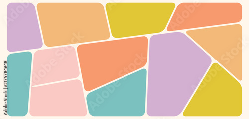 Bento Grid Mosaic Tile Background, Colorful Irregular Shapes Layout for Creative Collage Web Banner and Presentation