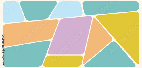 Bento Grid with Triangles, Geometric Mosaic Pattern of Angular and Rounded Blocks for Creative Design and Wall Art