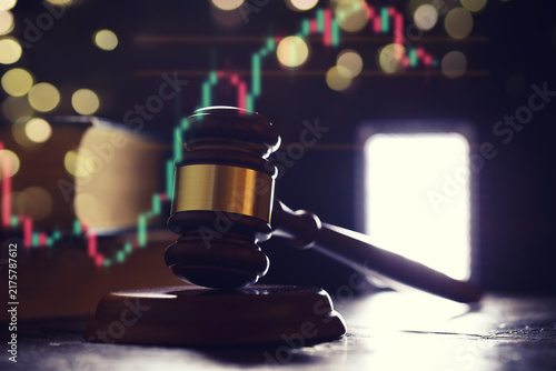 Konstfotografi Wooden judge gavel and legal book on wooden table