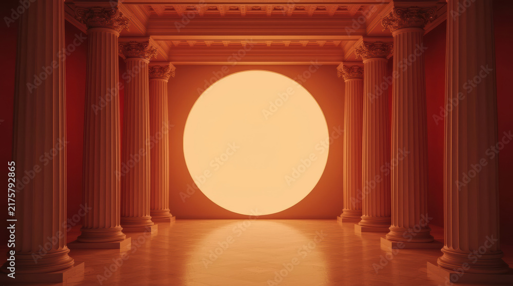 Naklejka premium Classical hall glowing archway interior