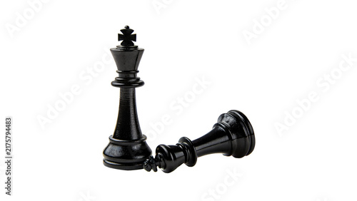 фотографія Black chess king piece fallen down knocked over isolated on transparent background for business failure strategy defeat