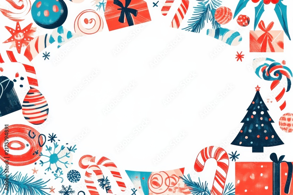 Obraz premium Fast kaleidoscope frame a square frame with quick mirror patterns and a christmas tree for an xmas holiday event
