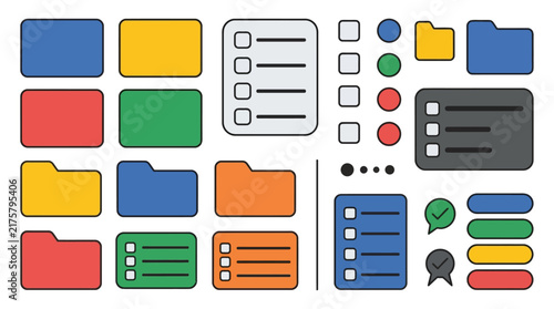 Comprehensive Vector Illustration of Productivity & Planning Components Collection Essential Graphic Elements for UI/UX Design and Business Organization and Workflow Efficiency