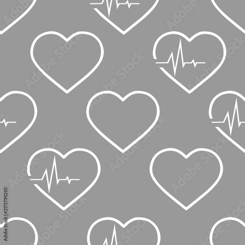 simple seamless pattern of white hearts on a gray background, texture, design