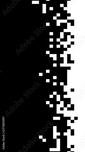 4K vertical Mosaic wipe transition wipe with stop motion effect, on transparent background.