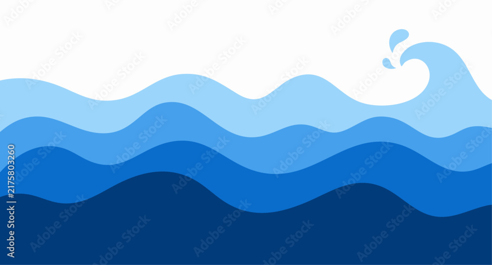 Fototapeta premium Abstract Blue Ocean Waves Background with Layered Water