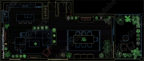 Editable CAD Vector Floor Plan Blueprint of a Modern House Interior