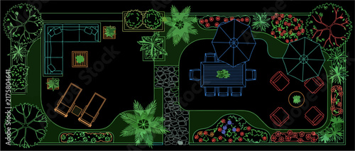 Editable CAD Vector Landscape Design of a Modern Outdoor Living Space