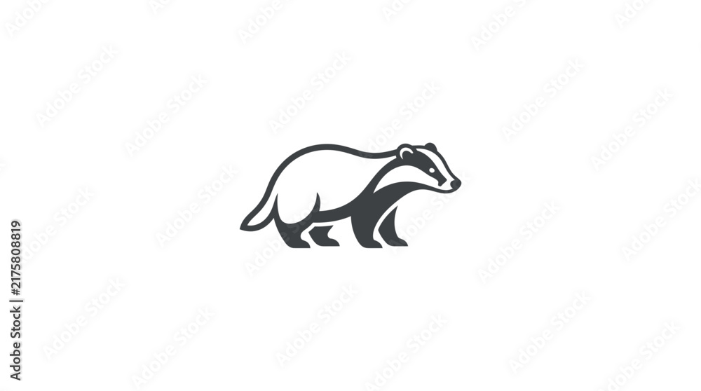 Fototapeta premium Minimalist black badger logo icon isolated on white background.