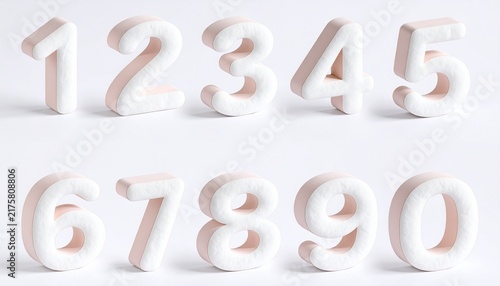 わたあめのような0から9までの3D数字セット