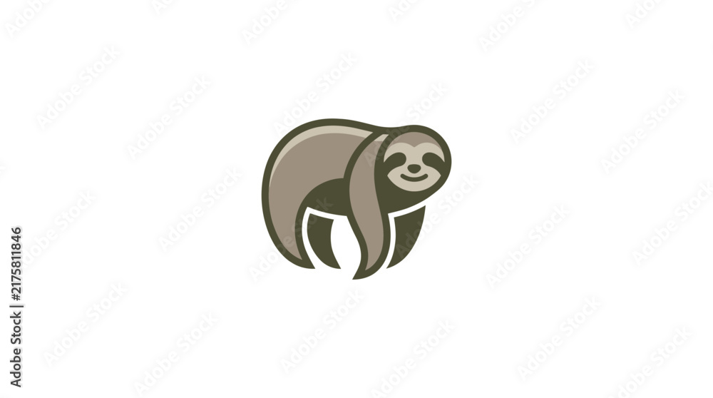 Naklejka premium Minimalist sloth walking pose icon for animal conservation.