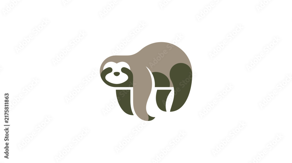Naklejka premium Minimalist sloth standing logo.