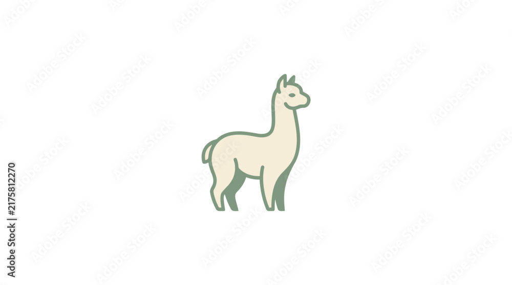 Naklejka premium Minimalist standing llama animal icon.