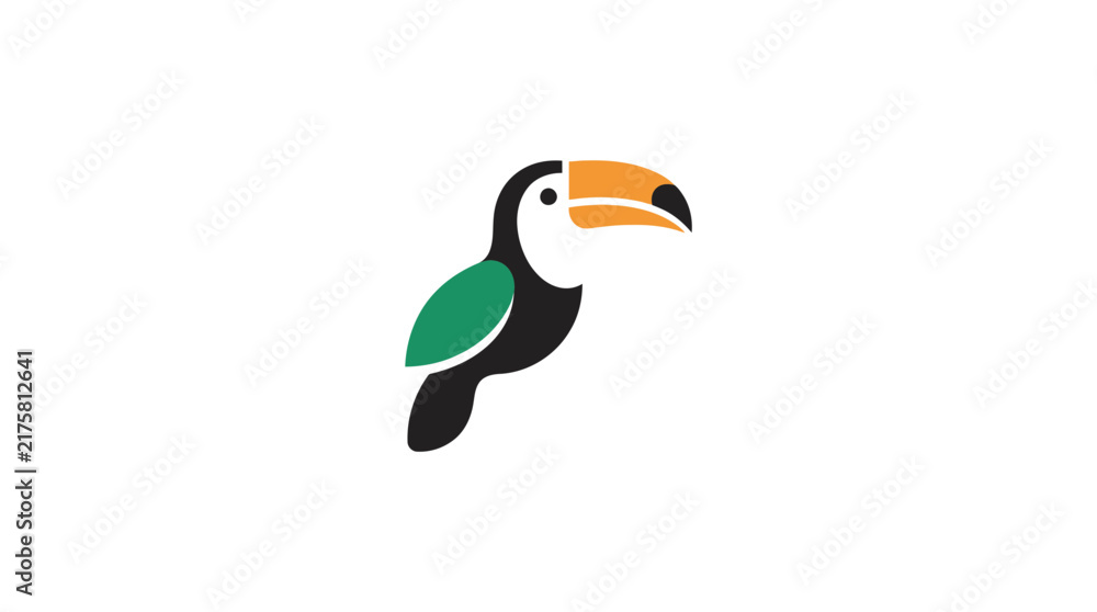 Naklejka premium Minimalist toucan icon with green wing.