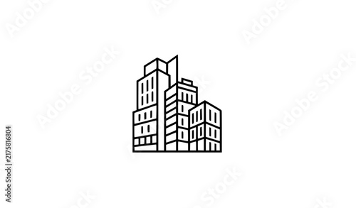 Line Buildings Logo Template – Abstract Commercial Real Estate Vector Design