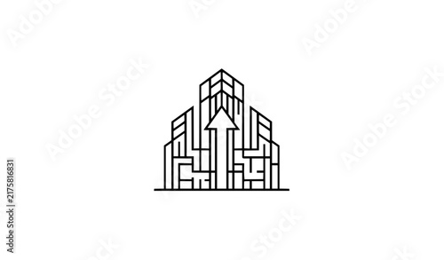 Commercial Property Building Logo – Minimal Architectural Line Vector Template
