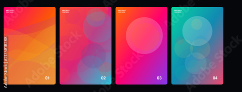 Modern gradient geometric pattern design set in vibrant orange, magenta, pink and teal colors
