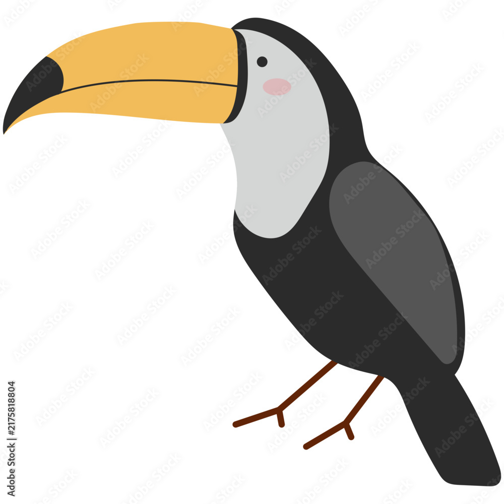 Naklejka premium Wildlife Toucan Bird Illustration with Flat Cartoon Design.