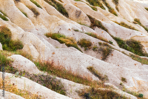 Fotografie Eroded volcanic tuff hills in Cappadocia, Turkey