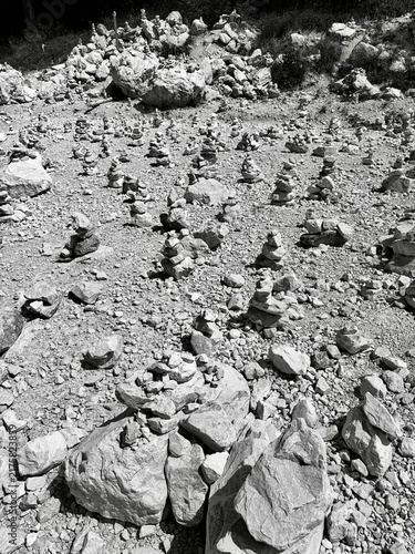 Bild auf Leinwand Rocky Scree Texture in Black and White