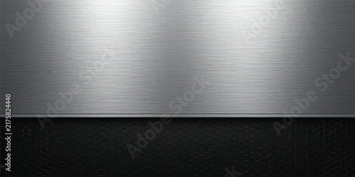 Dark Black Metallic Background with Silver Diagonal Frame and Geometric Steel Panel, Modern Luxury Industrial Abstract Design