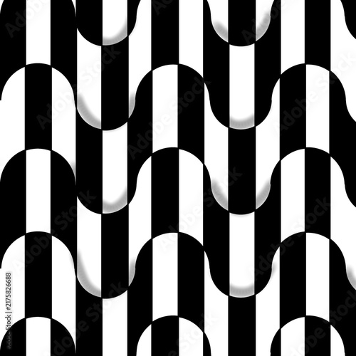 Fotografie Seamless black and white op art pattern illustration
