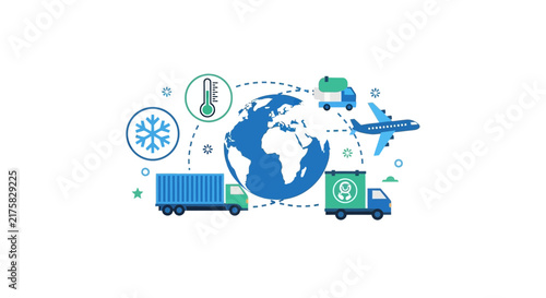 Global Cold Chain Logistics and Temperature Controlled Shipping Illustration