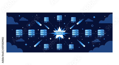 Cloud Computing Network Infrastructure for Business Profit and Data Center Success Concept