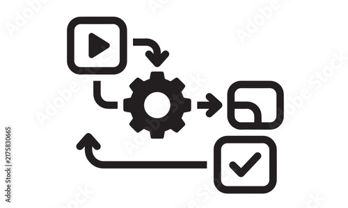 Workflow Automation Process Icon – Business Management, Task and Process Optimization Symbol