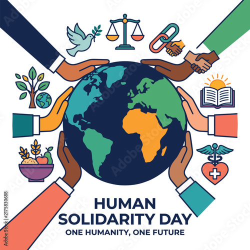 International Human Solidarity Day Concept with Hands Holding Globe
