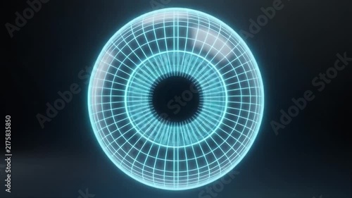 Glowing Orb Resembling a Digital Eye, Abstract AI Technology Concept