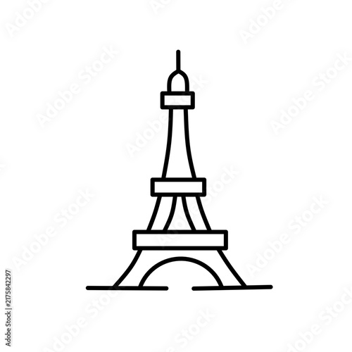 Minimalist steel landmark tower line art icon