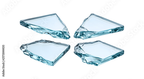 Canvastavla Broken sharp transparent glass shards set isolated on background for digital graphic design overlays