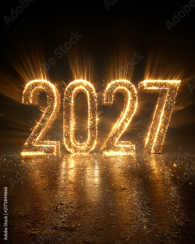 Glowing 2027 number with sparkles new year concept generated.AI