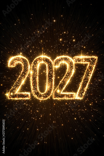 Glowing 2027 number with sparkles new year concept generated.AI
