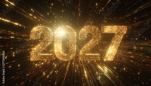 Glowing 2027 number with sparkles new year concept generated.AI