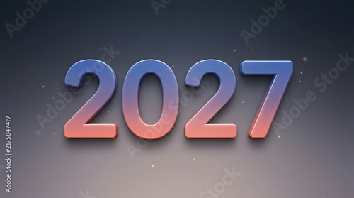 Colorful three dimensional rendering of the year two thousand twenty seven