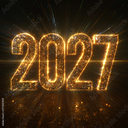 Glowing 2027 number with sparkles new year concept generated.AI
